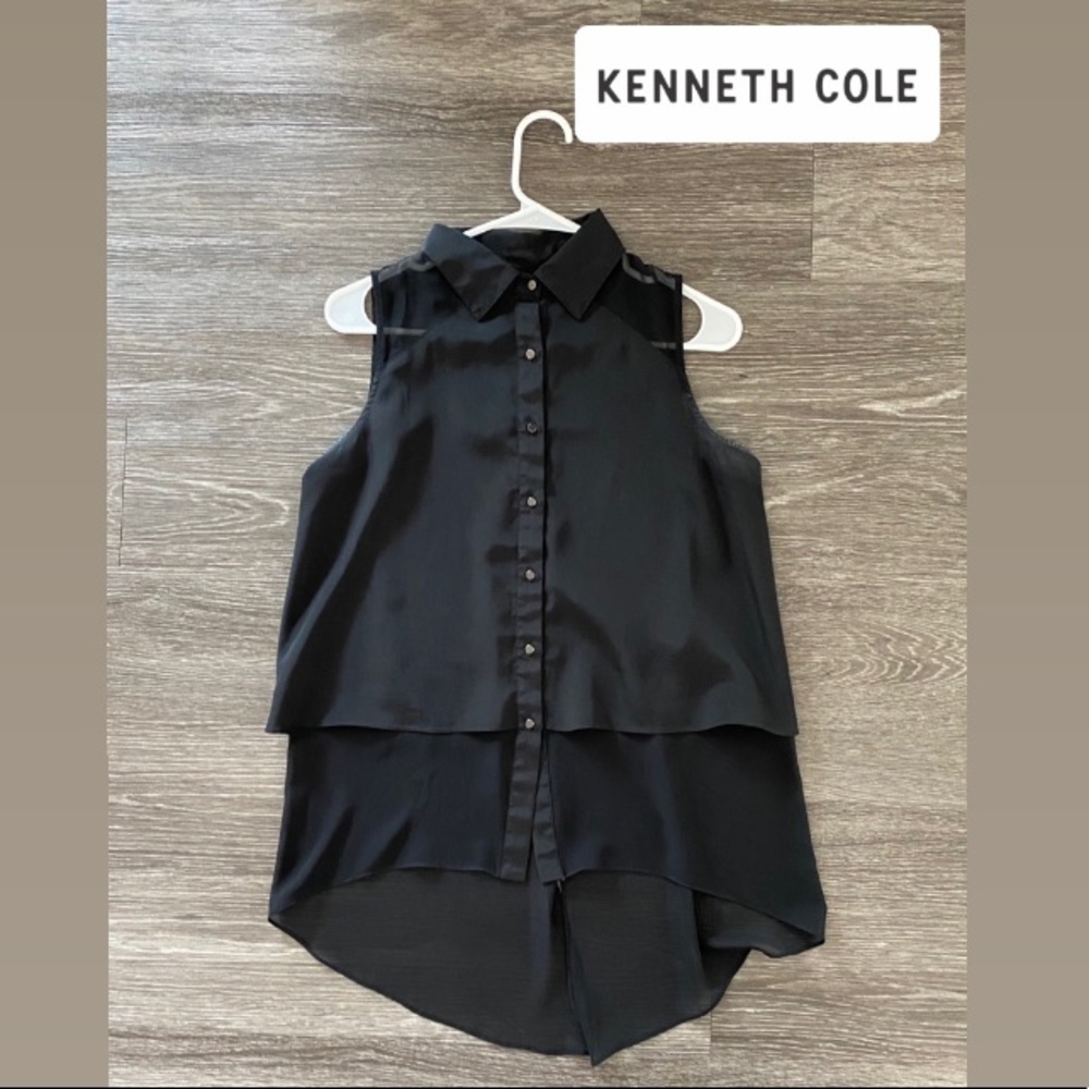 Light sleeveless top with layered sheer detail